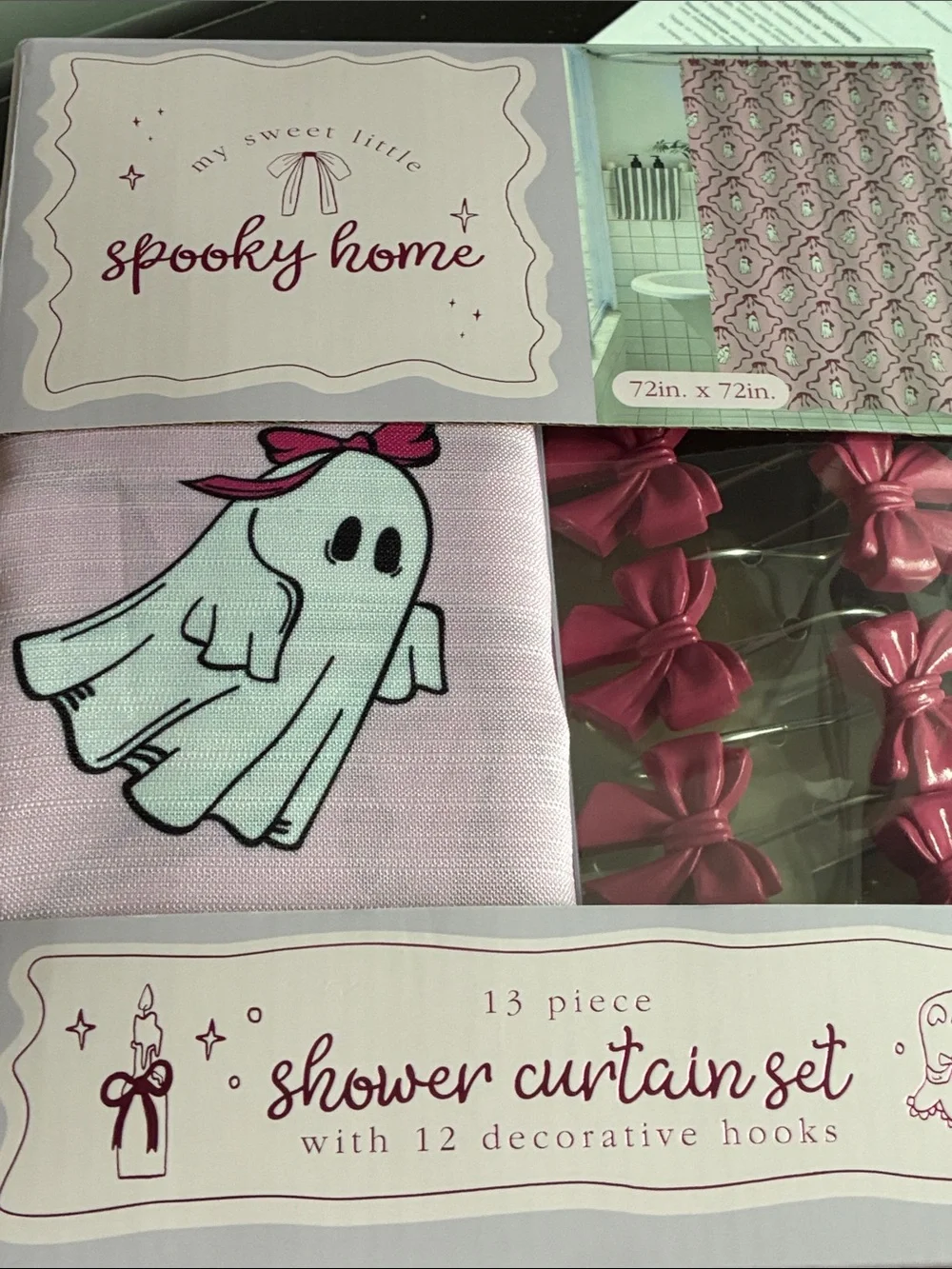 13PC Ghost & bows shower curtain set